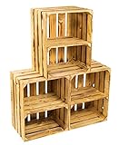Massive Obsktkiste aus Holz 3er Set Massive Obstkiste Apfelkiste Weinkiste aus dem Alten Land +++ 49 x 42 x 31 cm (GEFLAMMT MIT Einlage HOCHKANT)