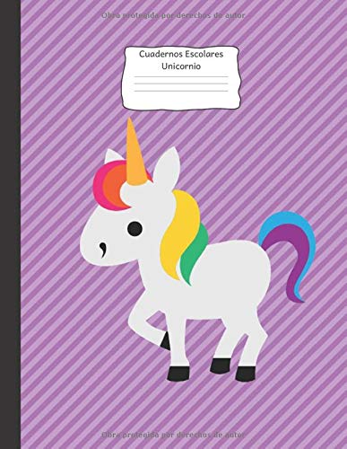 Cuadernos Escolares Unicornio: libro de composición) con reglas anchas para niñas, niños, primaria, maestro, maestro, útiles, 8.5 in x 11 in, 100 páginas Color stripe magenta