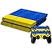 Produktbild Ukraine Flaggen Muster Flagge / Wooden Style Designfolie für Playstation 4 Konsole (für beide Seiten + Ränder / Full Body Aufkleber) und für 2 Controller / Sticker, Skin für PS4 Spielkonsole