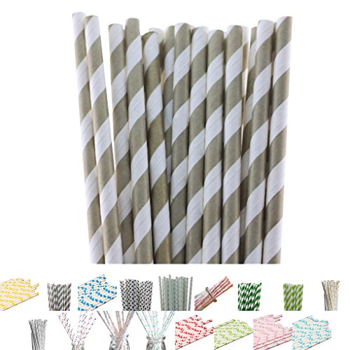 LUFA 25pcs / pack Einmalige Streifen Papier Strohe Einweg Mehrfarbenstrohe für Partei - 3
