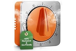 EZYLINKER Kitchen Timers, Timer Da Cucina Con Allarme Forte, Non Richiede Batterie, 100% Meccanico - Retro Magnetico, Squisito Corpo in Acciaio Inossidabile - Promemoria Conto Alla Rovescia - Arancione