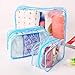 Qianle Women Transparent PVC Clear Waterproof Makeup Wash Holder Pouch Blue L