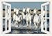 Produktbild Artland Qualitätsbilder I Wandbilder Selbstklebende Wandfolie 70 x 50 cm Tiere Haustiere Pferd Foto Weiß B7VR Fensterblick Camargue Pferde Strand