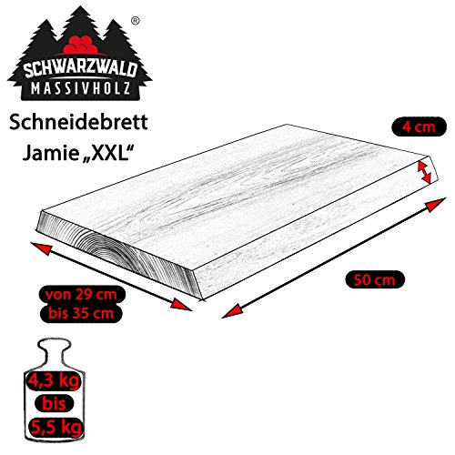 Schwarzwald Massivholz Schneidebrett JAMIE XXL 50 cm, Esche mit natürlicher Baumkante - 2
