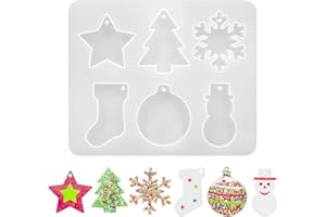 AUGESAK Gießform Weihnachten, Raysin Gießformen Silikon Weihnachten, Silikonformen Weihnachten Anhänger Weihnachtsbaum Schneeflocke Sterne, Epoxidharz Formen Weihnachten für Weihnachtsdekorationen
