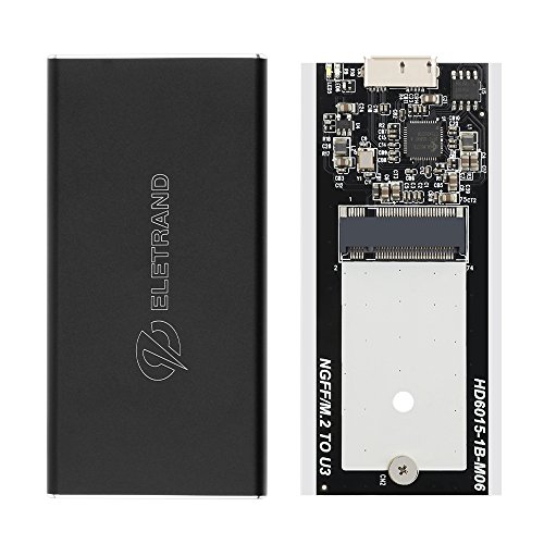 [Unterstützt UASP]Eletrand USB3.0 NGFF M.2 Aluminium SSD Externes Gehäuse Adapter Case mit USB 3.0 Datenkabel, Hochgeschwindigkeits 5 Gb/s (schwarz) - 3