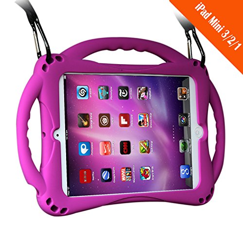 TopEsct Funda para iPad Mini Niños Shock Proof Material silicona Lightweight Kids Protector Cover Case con Manija para Apple iPad Mini3 / Mini2 / Mini1 7.9 Pulgadas Tableta(Púrpura)