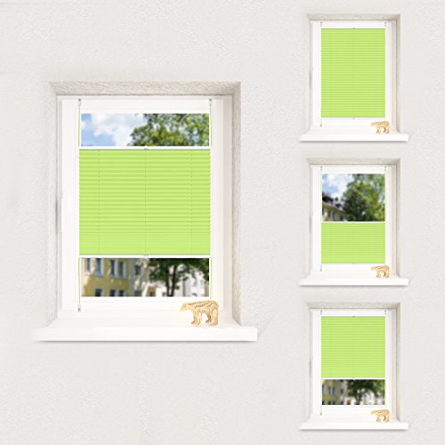 Rollos für Fenster 50 x 100 Klemmfix Sonnenschutz Jalousien Plissee weiß – Grün 60×130 (BxH) - 2