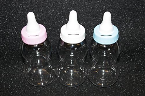MHA UK branded New baby bottle money bank pink, white and blue *baby shower, christenng,party (Blue)