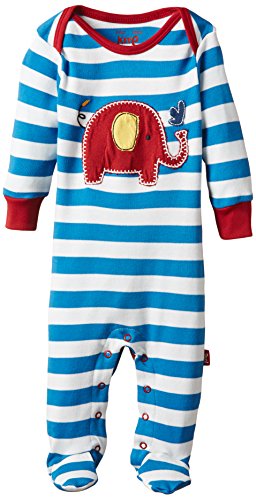 Kite Baby Boys' Stripy Elephant Sleepsuit Pyjama Set, Blue, 12-18 Months