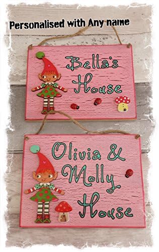 Pink Children's Playhouse Outdoor Sign Personalised with Any Name(s) Handmade & Hand-Painted Children's Kid's Gifts