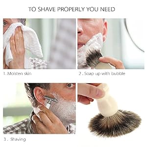 Anself Professional Hair Shaving Brush Pure Badger Barber Salon Resin Handle Men Facial Beard Cleaning Appliance Shave… - Image 3