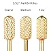 MAKARTT 3pcs/set 3/32" Electric Gold Carbide Nail Art Drill Coarse File Medium Bits Manicure