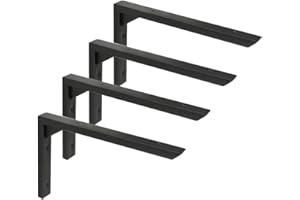 Mooche 25cm L- Regalhalterungen, 4 Stück Regalträger, 304 Edelstahl Metallwinkel Wandhalterung Regalwinkel mit Geboht für Wandhalterung, Schwarz