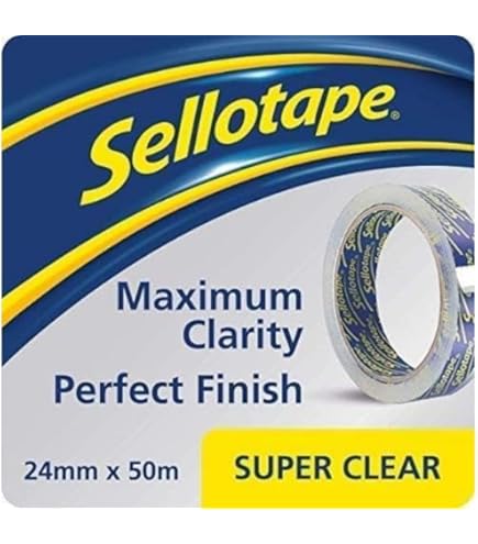 Sellotape 6 X Original Golden Tape Roll Clear Non Static Easy Tear Tape 24mm X 50m - No Need For Scissors - Ideal For Home, Office Or School Use - Foto 11