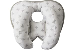 QMJDDYMX Baby Neck Pillow, Adjustable Baby Neck Pillow Infant Head Neck Support Cartoon U-Shaped Cushion for Head and Neck Support Pillow for Car Seat, Pushchair - White