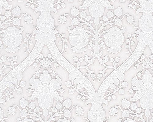 Mustertapete Livingwalls Flock 4, Vlies, grau, metallic, weiß - 2