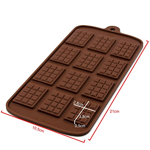 Silikonform mit Schokotafeln für Schokolade, Pralinen, Eiswürfel, Süßigkeiten, Party, Dekoration, Kinder – Geburtstag, Geschenk – Idee, backen, Farbe: Braun - 6