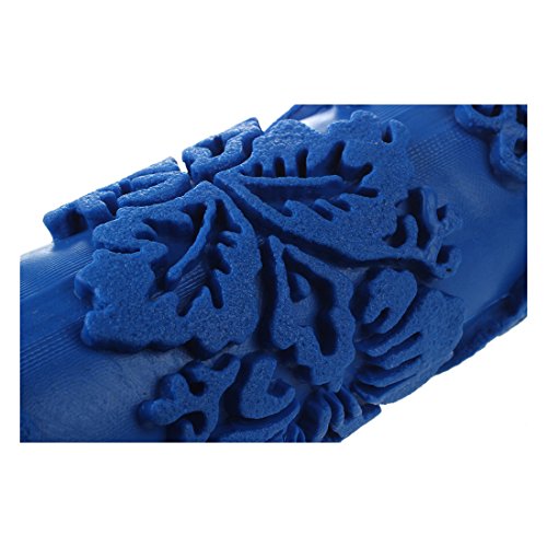 15cm Wand Dekoration Empaistic Blume Muster Malerei Walze für Dekoration Maschine – blau - 5