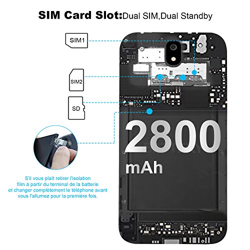 V J5 4G Smartphone Portable D  bloqu   Pas Cher 9Pcs 8Go ROM Ecran 5 5   5MP Appareil Photo Android 7 0 2800mAh Batterie Double SIM Mobile Portable D  bloqu     Noir 
