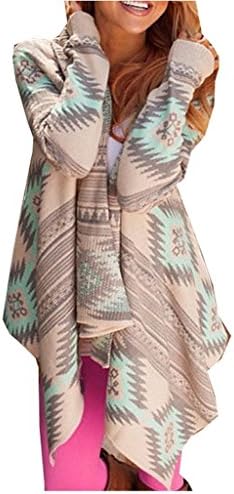 Women Easy Baggy Asymmetric Patterned Ethnic Leisurewear Casual Outdoor Grey Pink Green Long Sleeve Tunic Tops Cardigan Coat