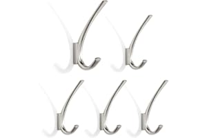 SARIHOSY Miniature Wall Hook Black Grey Metal Rail and Decorative Hooks for Hanging, Chrome Brass Wall Hooks Black Grey Mounted Door Coat Hook