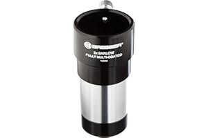 Bresser Teleskop Barlow Linse (2-fach, zur Verdoppelung der Brennweite eines Teleskopes, mit vollvergüteter 4-linsiger Optik, 31,7mm 1.25), schwarz