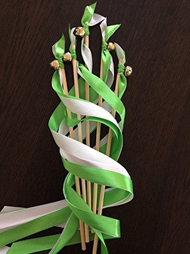 10er Wedding Wands Glücksstäbe EinsSein® Liebeszauber hellgrün Hochzeit Konfetti Ribbon Wands Party