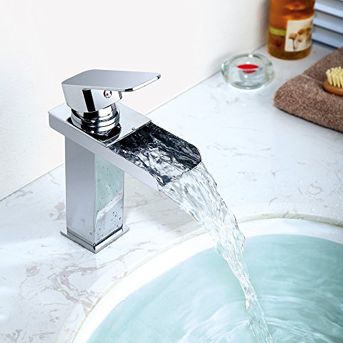 Preisvergleich Produktbild Homelody Waschtischarmatur Wasserfall Wasserhahn Bad Mischbatterie Waschbeckenarmatur Badarmatur Waschtischmischer Bad Wascbecken Armatur