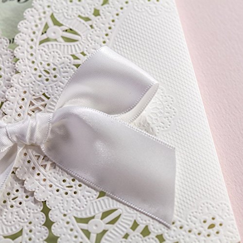 VStoy Elfenbein Laser Cut Hochzeit Einladungen Pappe Hohl Flora Hochzeit Karten mit bowknot Hochzeit Party Supplies 20 Stück - 4