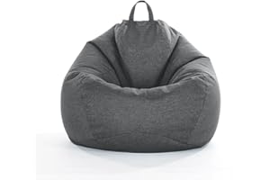 CHICKWING Chickwin Highback Bean Bag Large Bean Bags Chair for Indoor Outdoor Living Room, Adult Kids Comfortable Gaming Chair Home Garden Bean Bag without Filling (Dark gray,S-60x75cm)