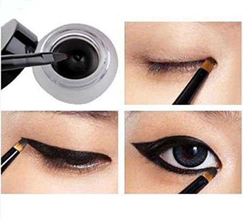 LUCKYFINE Wasserdicht Eyeliner Gel Make-up Kosmetik augen Tools Schwarz & Braun mit 2 Buerste - 2