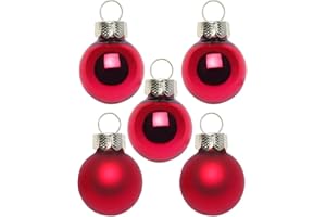 INGE-GLAS Inge Glas Magic Mini-Weihnachtskugeln 2cm 25 Stück | kleine Christbaumkugeln in Karton-Box (Ochsenblut | rot Glanz matt)