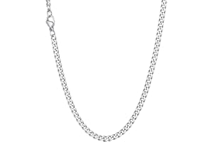 Richsteel 3mm Collar Cuello de Cadenas Cubanas Hombres Mujeres Tono Plata/Oro/Negro, 46cm 50cm 55cm 61cm 66cm 71cm 76cm Largos, Incluye Caja de Regalo