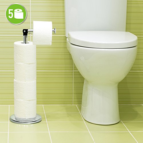 Wonder Worker Balance Stand Toilettenpapierhalter Verchromt Stahl Glänzend 2 in 1 - 3