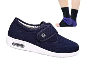 Aocase Femmes Chaussures Diabétiques Réglable Antidérapante Respirant Chaussures Orthopédiques Diabétiques pour âgées Œdème Fasciite Plantaire Arthrite Pieds Enflés,Bleu,40 EU