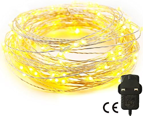 RcStarryFairy Lights Plug in, 10M 100LED Copper Wire Fairy Lights Warm White, 33ft LED Fairy String Lights Mains Powered with Remote, Timer, 8 Modes, Memory, Waterproof for Indoor Outdoor Decor
