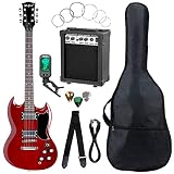 McGrey Rockit guitare électrique double encoche set complet Cherry Red