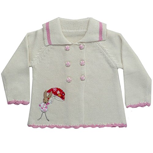 Powell Craft Rabbit Embroidered Cardigan. 100% Cotton 0-2 Years. (0-6 months)