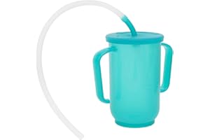 AKZOEYHEALTHE Auslaufsicherer Trinkbecher Senioren Schnabelbecher 2 Griffe Becher mit Strohhalm Schnabeltasse mit Deckel, Fütterhilfe, Trinkhilfe für Erwachsene Ältere Patienten Schwangerschafts