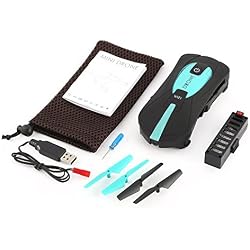 JUN YI Toys JY018 Foldable Selfie Pocket Drone 3D-Flip 2.4GHz WiFi FPV Camera Blue