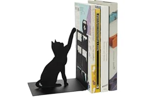 Balvi Fermalibri Fishing Cat Colore nero fermalibri con effetto decorativo figura gatto, e la bibliot