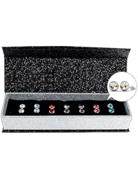 Silber Ohrstecker Set Ohrring Ohrstecker für Frauen mit Kristall aus Swarovski 18k vergoldeten Set von 7 Paaren