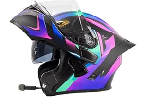 BYROADS Bluetooth Casques Modulables Moto ECE Homologué Casque Moto Modulable Homme Femme Casque Scooter Casque Intégraux Double Visière Anti-buée
