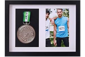 xj Medaljdisplay, sportmedalj 3D-låda, bildram, fotoram i svart och djup valnöt färg för 3D-djup ram för att visa medaljer