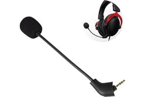 TEASTEAM Microphone de Rechange 3.5 mm Prise Compatible avec Kingston Hyperx Cloud Alpha Cloud/Hyper X Cloud 2/Hyperx Cloud 3/Cloud Core/Cloud Pro/Cloud X Microphone Antibruit pour Jeux Vidéo, Noir