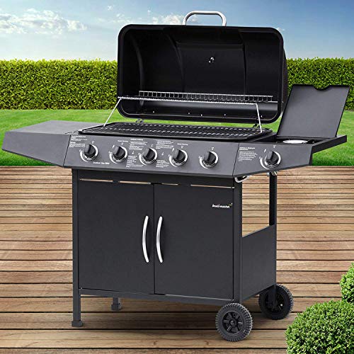 Broil-master - Barbacoa Profesional a Gas Negra 5 + 1 BBQ