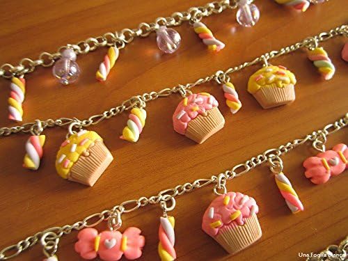 Marshmallows cupcakes bracelet cute kawaii cernit fimo handmade polymer clay