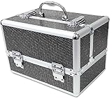 Large Black Sequins Professional Aluminium Beauty Cosmetic Box Make Up Case