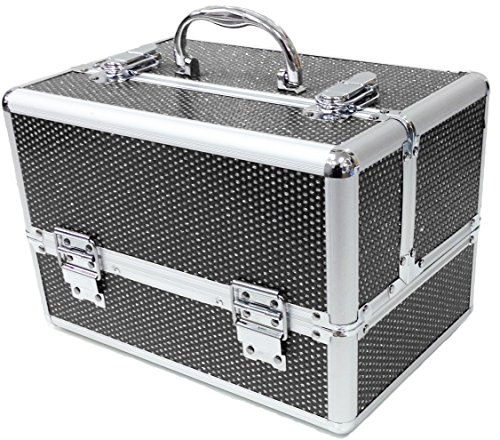 Large Black Sequins Professional Aluminium Beauty Cosmetic Box Make Up Case